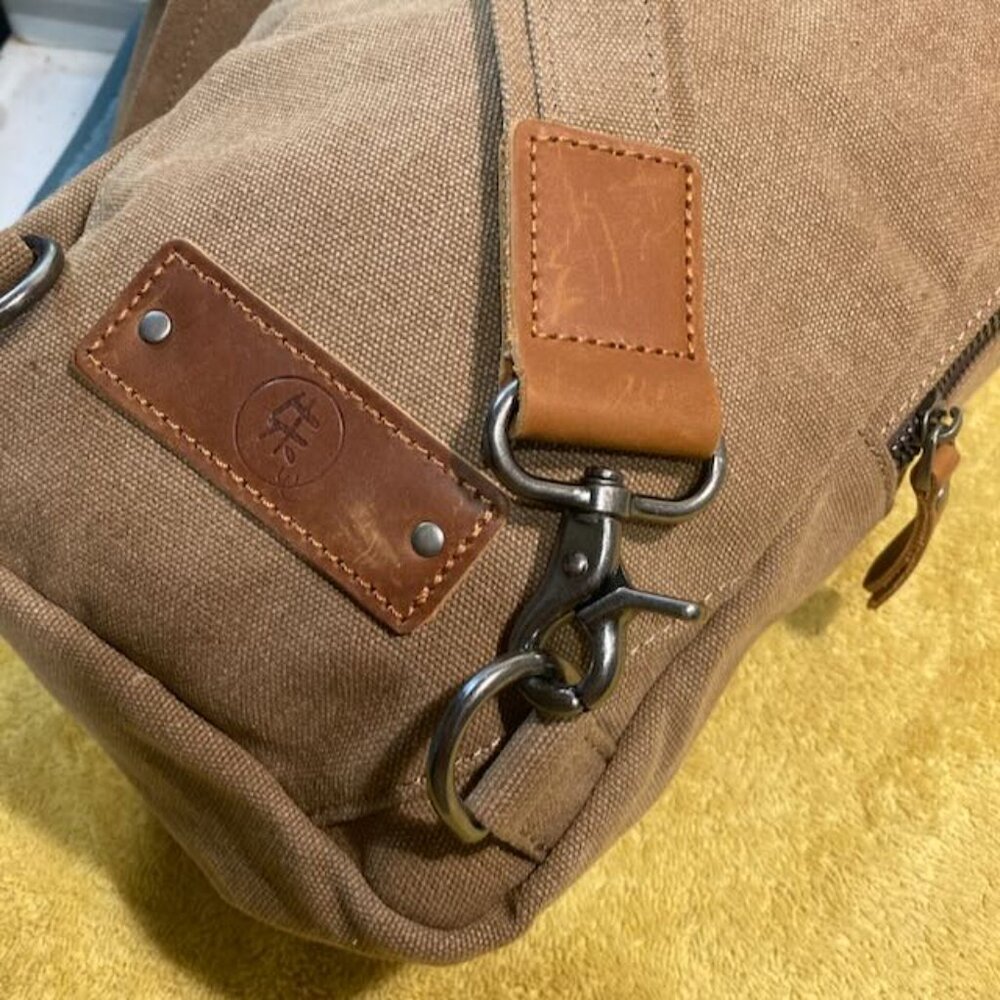 United Leather Canvas Sling Bag Brown NWOT - Picture 9 of 16